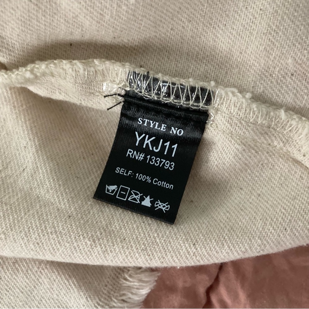 Distressed Frayed Boho Oversized Cream Jacket - Picture 7 of 9